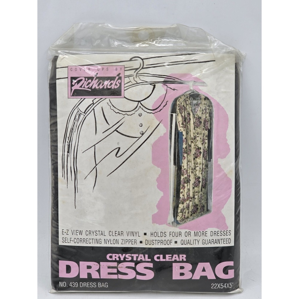 Richards Clear Vinyl Dress Garment Bag 22" x 54" x 5" NOS NEW